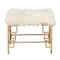 23" Gold & White Iron & Fabric Contemporary Stool